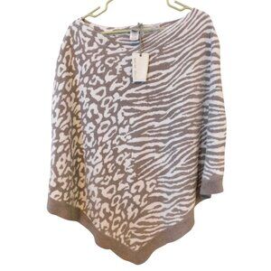 NWT Barefoot Dreams CozyChic Ultra Ocean Breeze Poncho Dove Grey One Size Plus